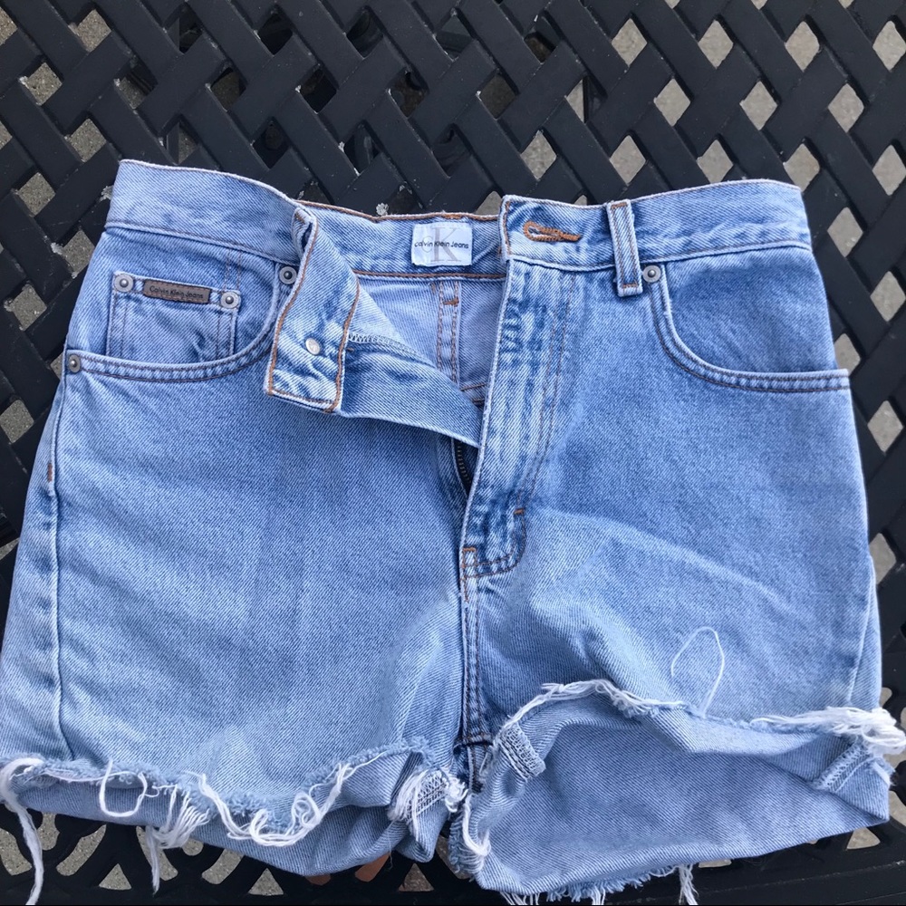 Vintage Calvin Klein Hi Waisted Fringed Shorts